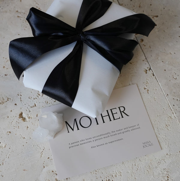 TO A MOTHER. Chalcedony Necklace, Pocket Crystal & Card