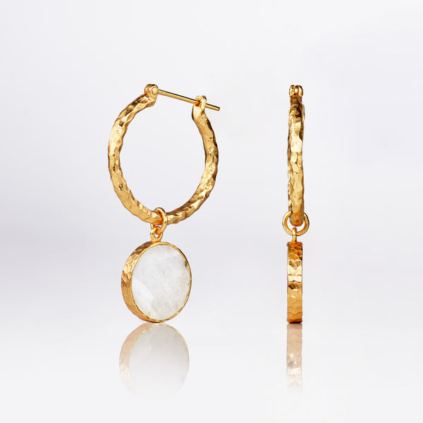 New Beginnings - Moonstone / Hoops Earrings Big