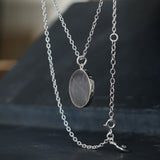 Self Love - Rose Quartz Moon Necklace Silver