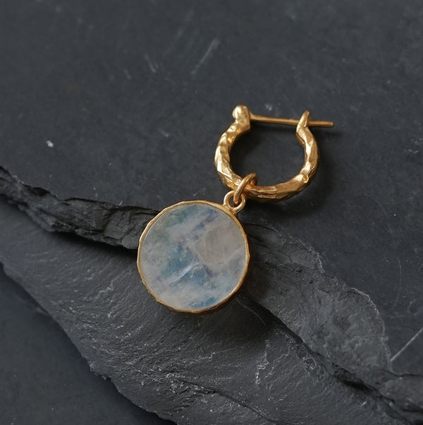 New beginning - Moonstone / Small Hoops Earrings Gold