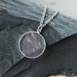 Self Love - Rose Quartz Moon Necklace Silver