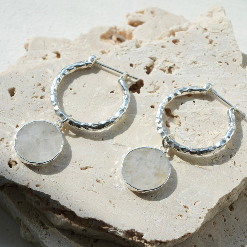 New Beginnings - Moonstone / Hoops Earrings 