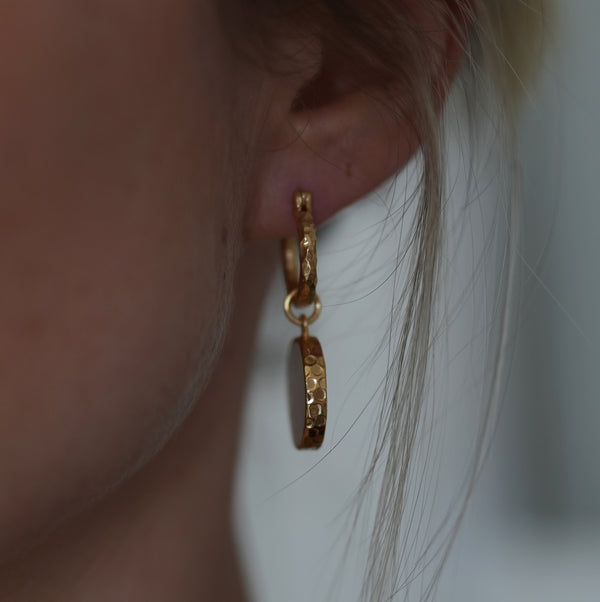 New beginning - Moonstone / Small Hoops Earrings Gold