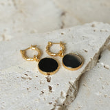 My Power - Black Onyx / Mini Hoops Earrings Gold