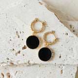 My Power - Black Onyx / Mini Hoops Earrings Gold