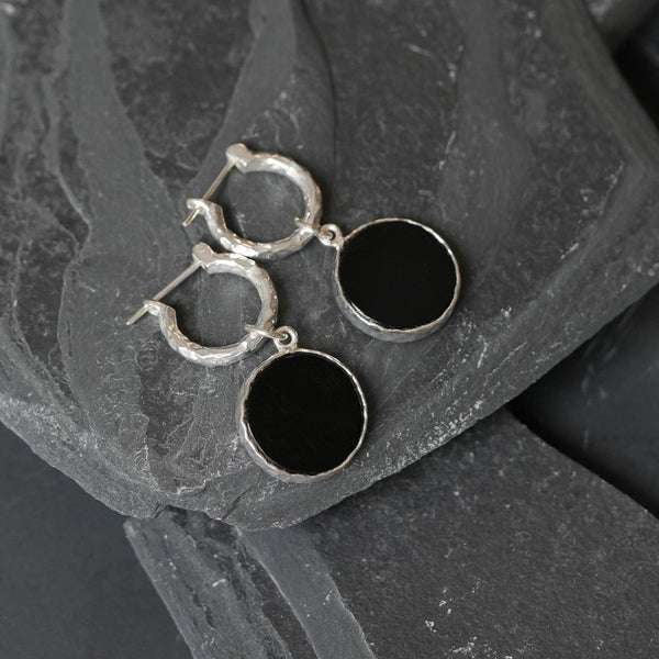 My Power - Black Onyx / Mini Hoops Earrings Silver