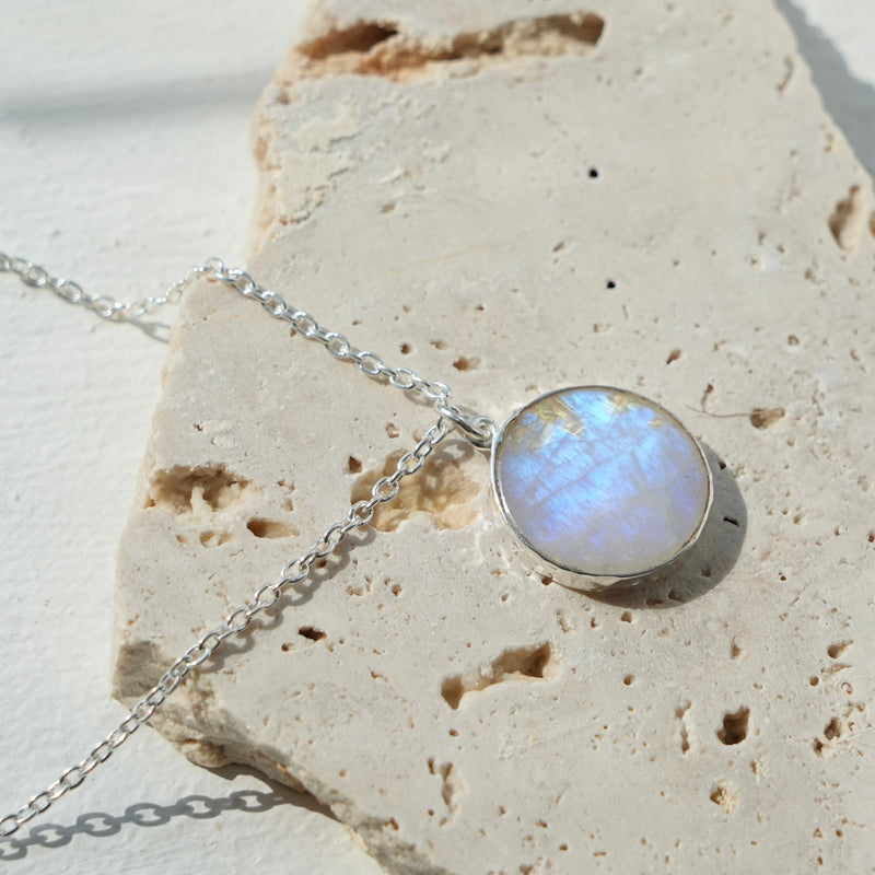 New Beginning - Moonstone Moon Necklace Silver